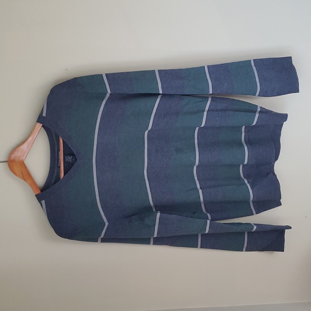 Banana Republic Merino Wool green and grey sweater